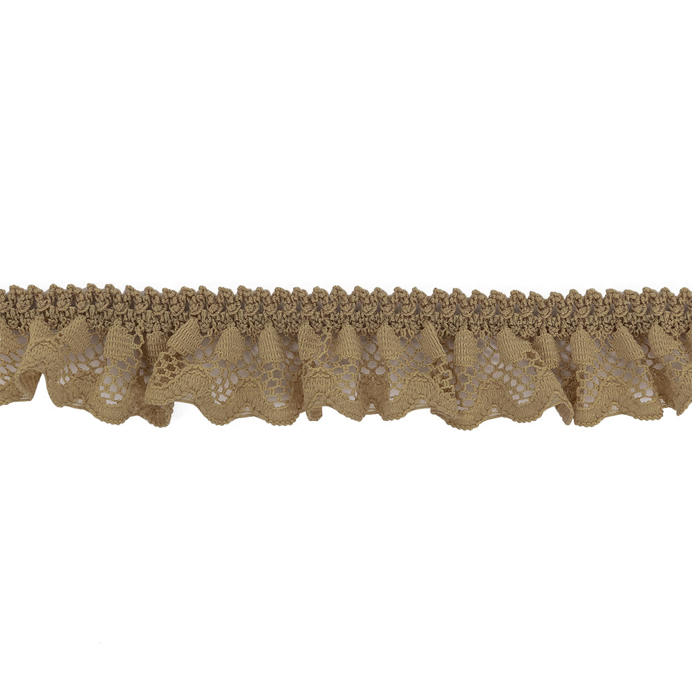 Desert Beige Ruffled Stretch Lace Trimming - 1" Desert Beige Ruffled Stretch Lace Trimming - 1"