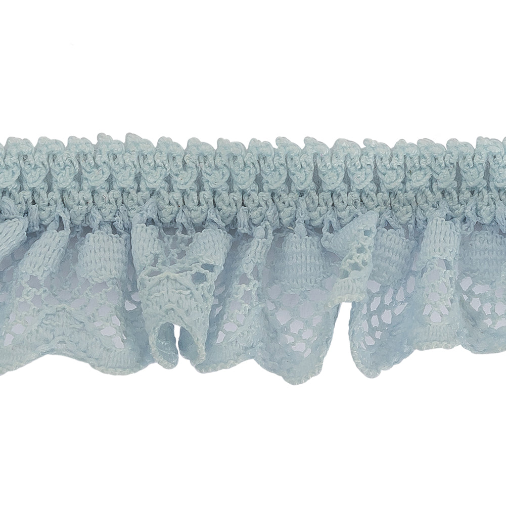 Baby Blue Ruffled Stretch Lace Trimming - 1" Detail Baby Blue Ruffled Stretch Lace Trimming - 1" Detail
