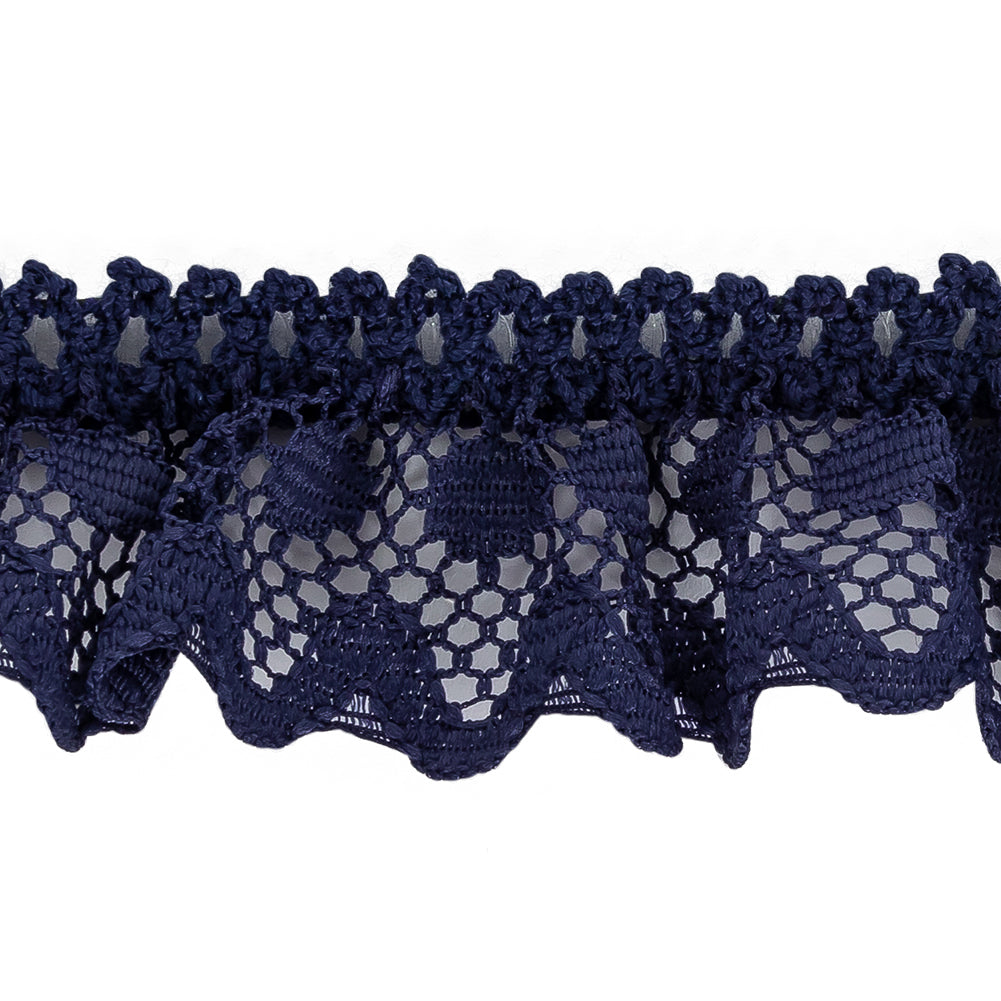 Black Iris Ruffled Stretch Lace Trimming - 1" Detail Black Iris Ruffled Stretch Lace Trimming - 1" Detail
