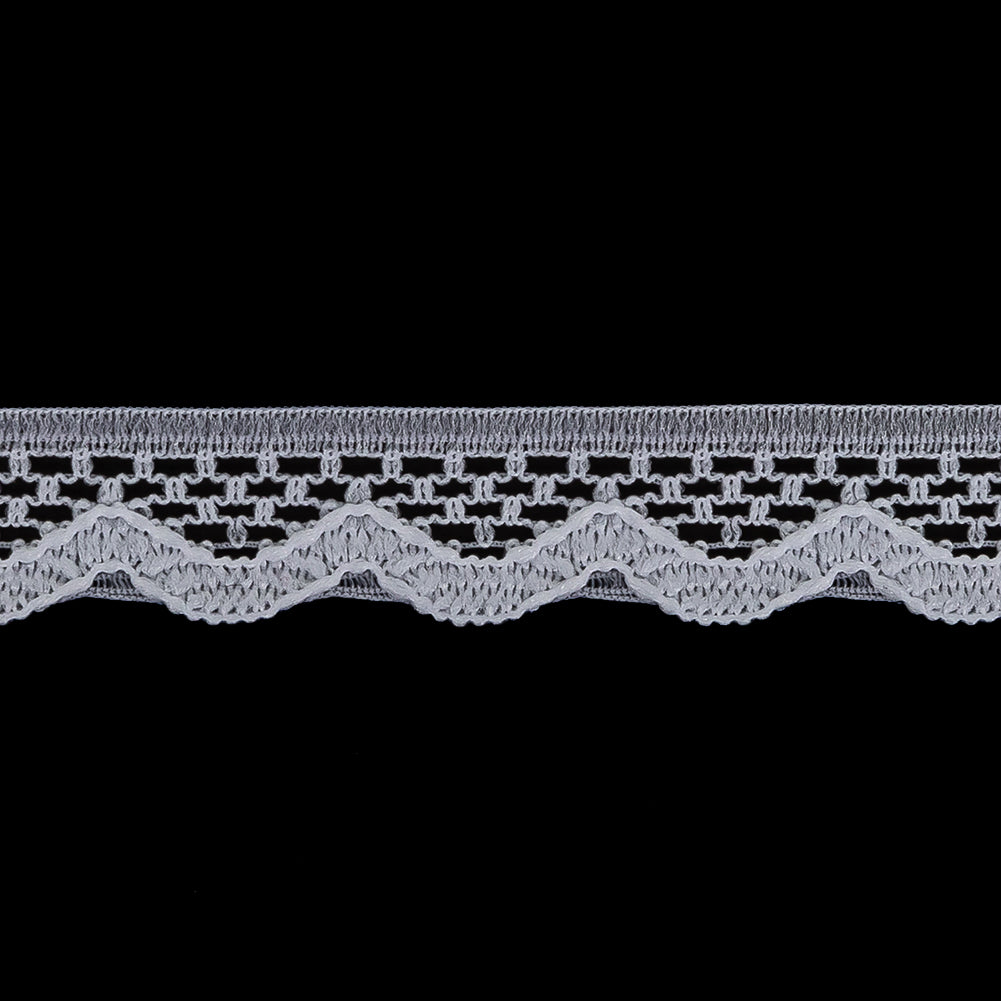Snow White Scalloped Edge Lace Geometric Trimming - 0.5" Detail Snow White Scalloped Edge Lace Geometric Trimming - 0.5" Detail