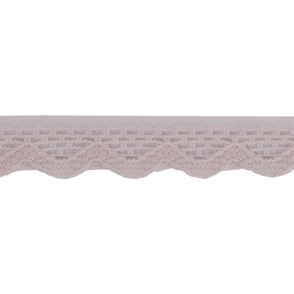 Primrose Pink Scalloped Edge Lace Geometric Trimming - 0.5" Detail Primrose Pink Scalloped Edge Lace Geometric Trimming - 0.5" Detail