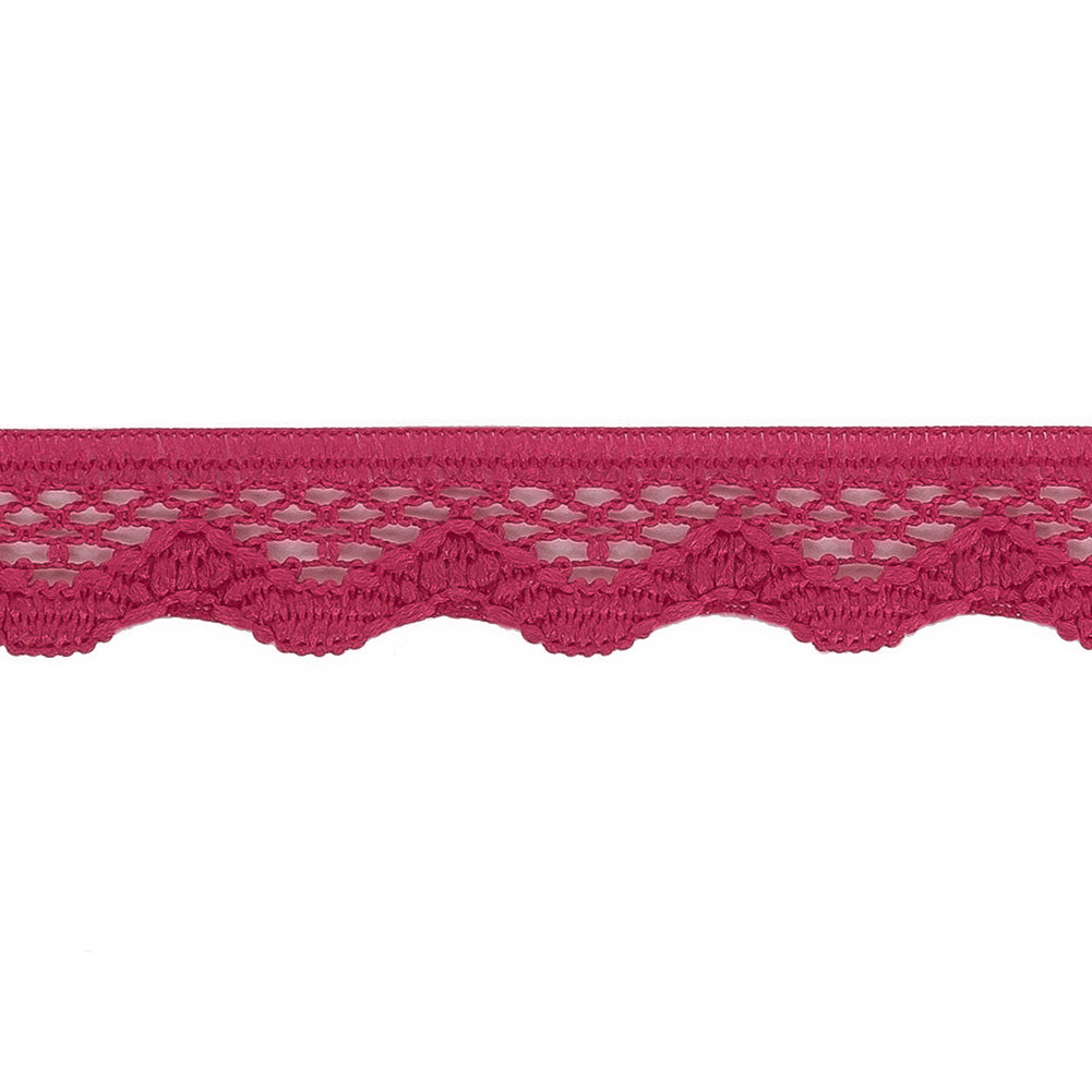 Deep Pink Scalloped Edge Lace Geometric Trimming - 0.5" Detail Deep Pink Scalloped Edge Lace Geometric Trimming - 0.5" Detail