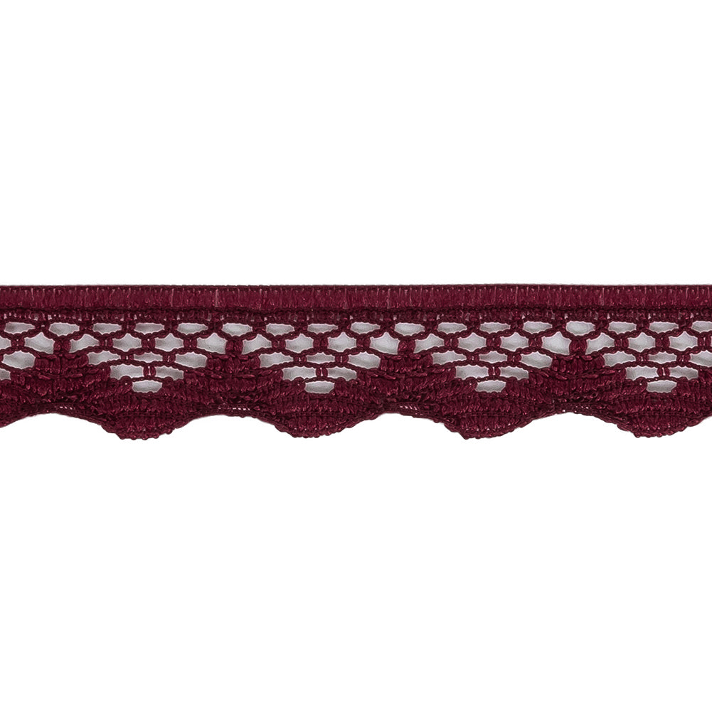 Wine Scalloped Edge Lace Geometric Trimming - 0.5" Detail Wine Scalloped Edge Lace Geometric Trimming - 0.5" Detail