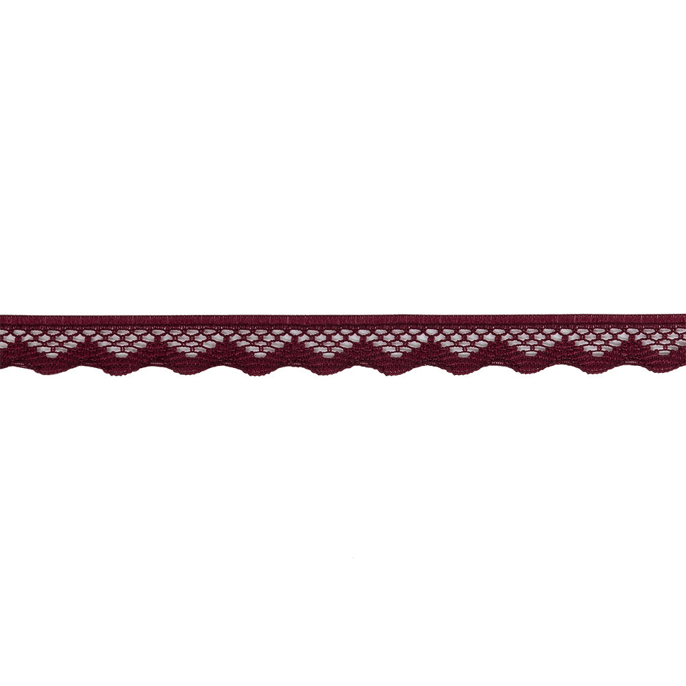 Wine Scalloped Edge Lace Geometric Trimming - 0.5" Wine Scalloped Edge Lace Geometric Trimming - 0.5"