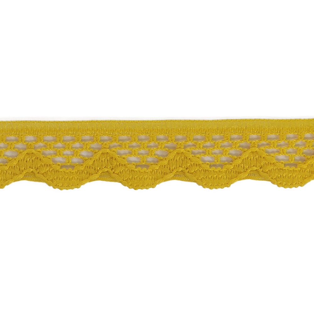 Sunshine Yellow Scalloped Edge Lace Geometric Trimming - 0.5" Detail Sunshine Yellow Scalloped Edge Lace Geometric Trimming - 0.5" Detail