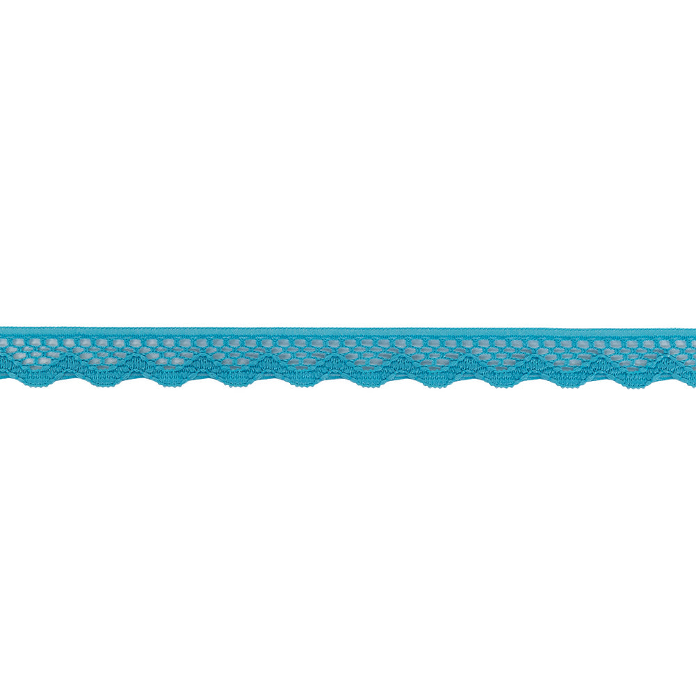 Sky Blue Scalloped Edge Lace Geometric Trimming - 0.5" Sky Blue Scalloped Edge Lace Geometric Trimming - 0.5"