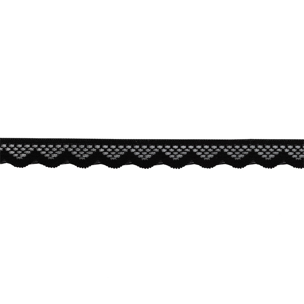 Black Scalloped Edge Lace Geometric Trimming - 0.5" Black Scalloped Edge Lace Geometric Trimming - 0.5"
