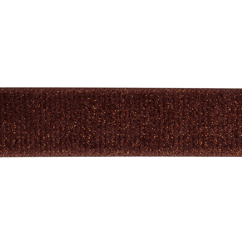 Teddy Red and Amber Glitter Velvet Trim - 1" Detail Teddy Red and Amber Glitter Velvet Trim - 1" Detail