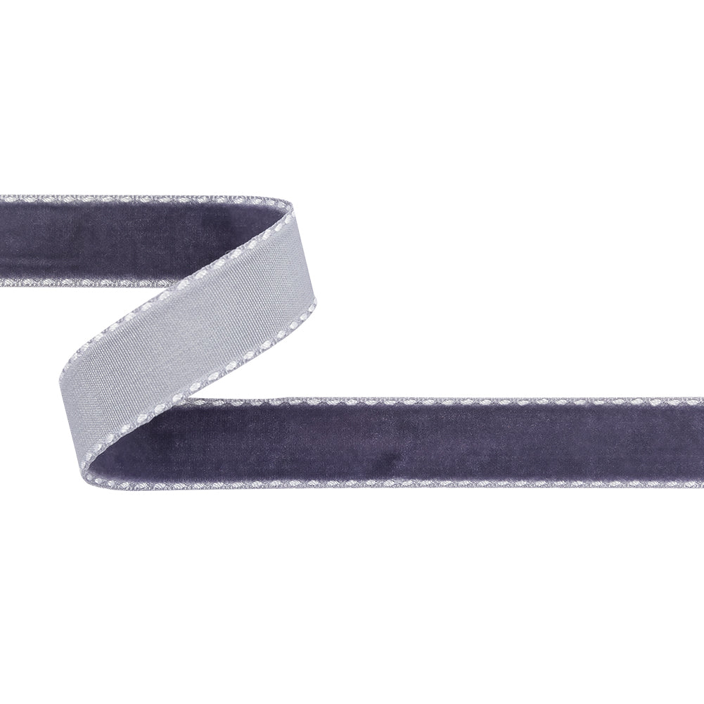 Faded Purple and White Side-Stitched Velvet Ribbon - 0.625" Faded Purple and White Side-Stitched Velvet Ribbon - 0.625"
