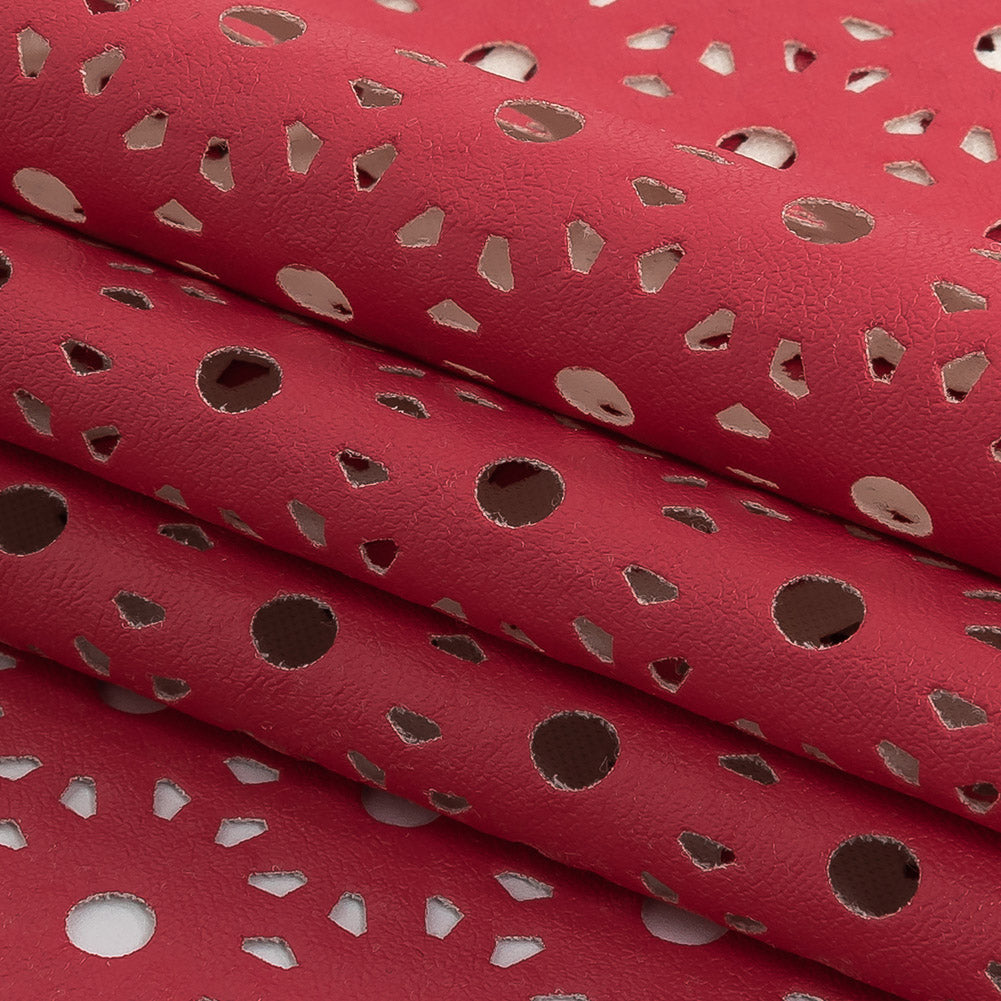 Lasercut Stretch Faux Leather - Fuchsia Geometric Folded Lasercut Stretch Faux Leather - Fuchsia Geometric Folded