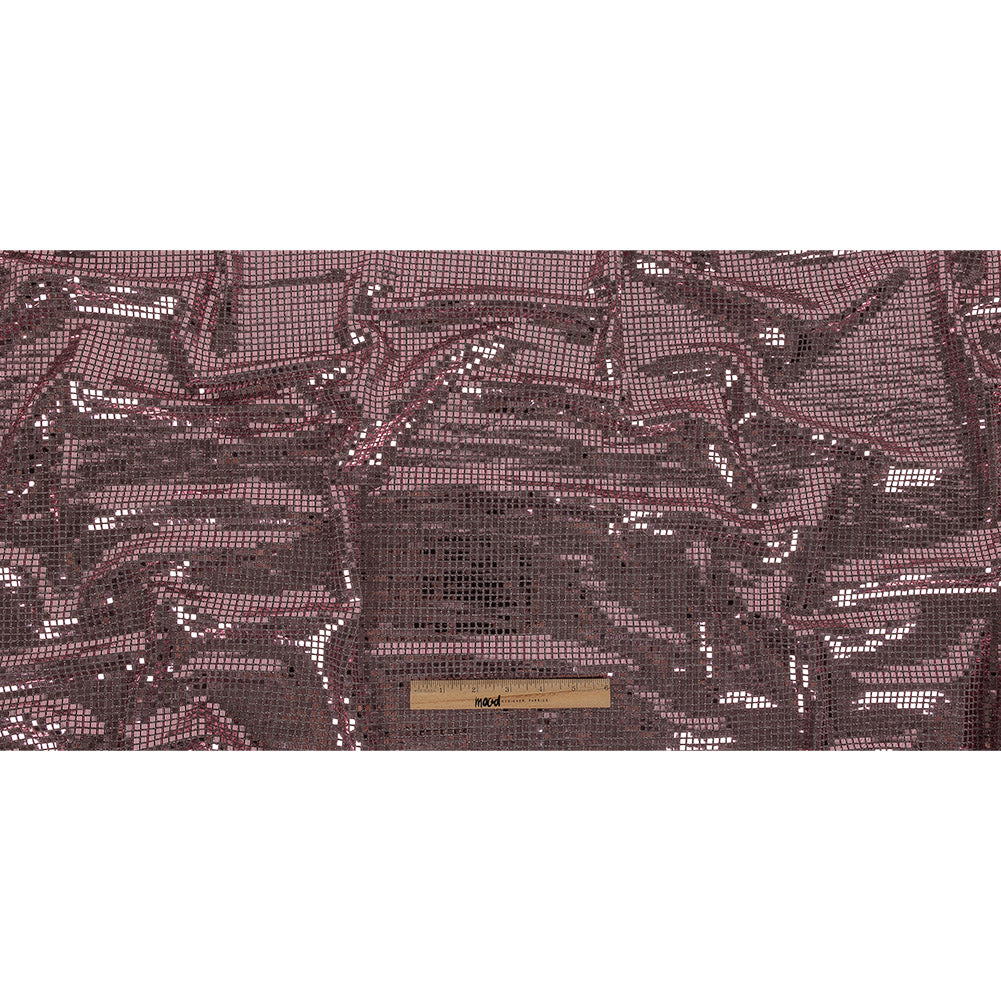 Stretch Knit with Square Metallic Sequins - Red Mahogany and Silver - Loud Lights Collection Folded Stretch Knit with Square Metallic Sequins - Red Mahogany and Silver - Loud Lights Collection Folded