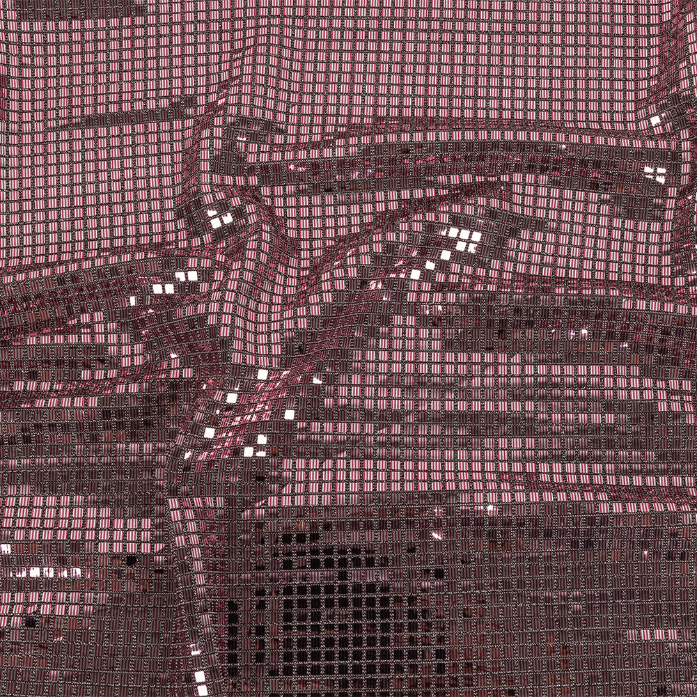 Stretch Knit with Square Metallic Sequins - Red Mahogany and Silver - Loud Lights Collection Stretch Knit with Square Metallic Sequins - Red Mahogany and Silver - Loud Lights Collection