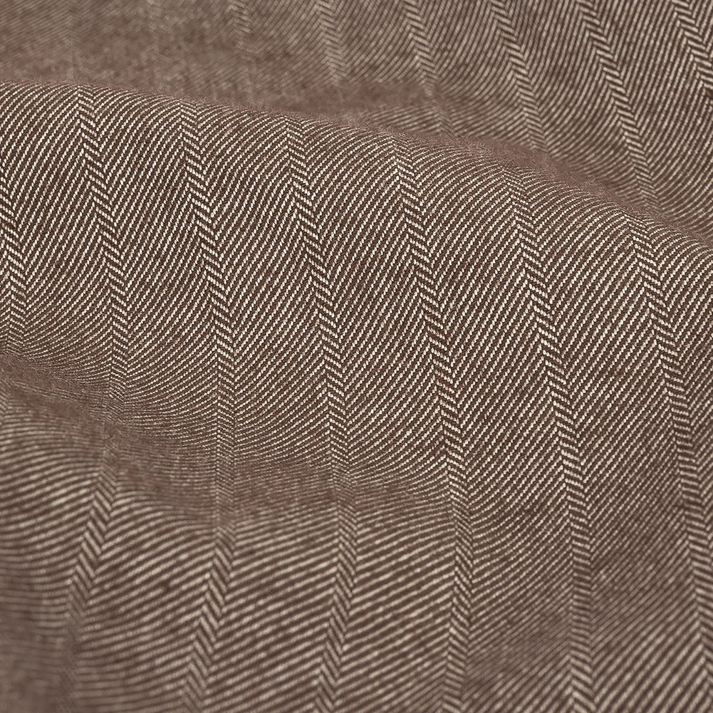 Chestnut Herringbone Stretch Blended Cotton Suiting Full Chestnut Herringbone Stretch Blended Cotton Suiting Full