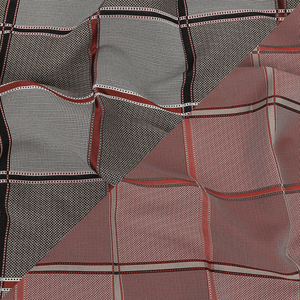 French Peat and Space Cherry Plaid Double Faced Jacquard Suiting French Peat and Space Cherry Plaid Double Faced Jacquard Suiting