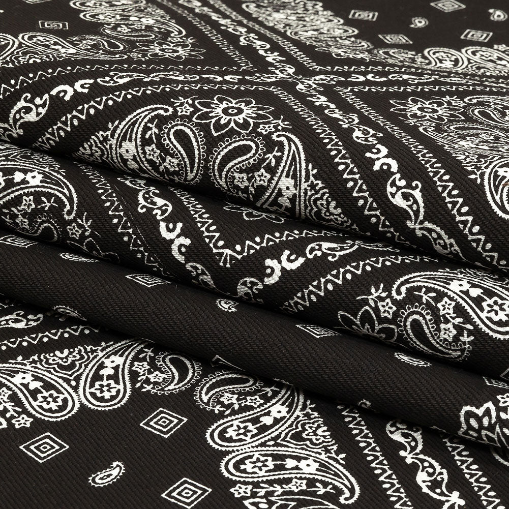 After Dark Paisley Bandana Printed Stretch Cotton Denim Folded After Dark Paisley Bandana Printed Stretch Cotton Denim Folded