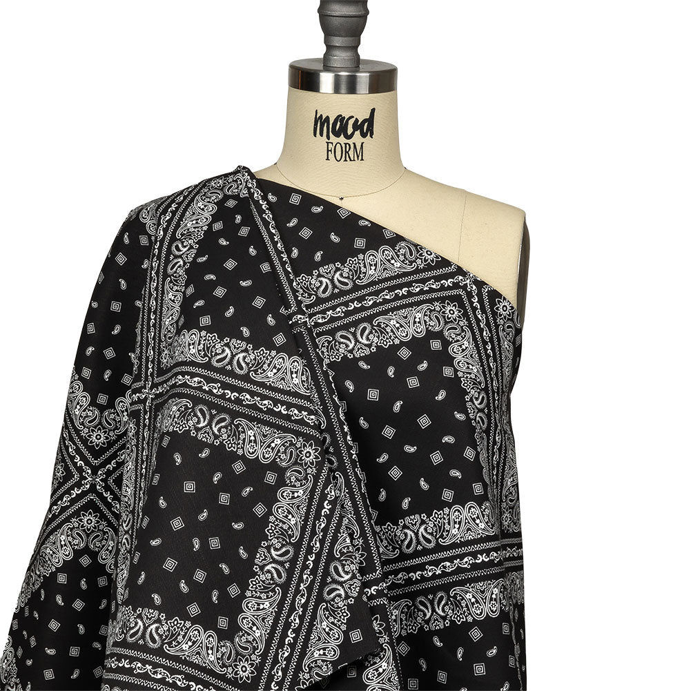 After Dark Paisley Bandana Printed Stretch Cotton Denim Drape After Dark Paisley Bandana Printed Stretch Cotton Denim Drape