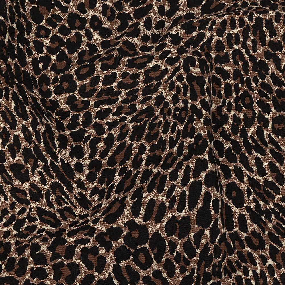 Brown Leopard Printed Stretch Cotton Denim Brown Leopard Printed Stretch Cotton Denim