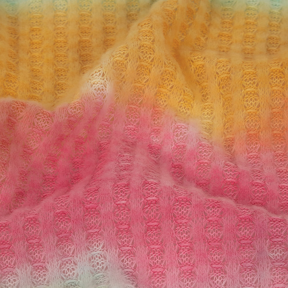 Yellow, Aqua and Pink Whisky Tie Dye Brushed Waffle Knit Full Yellow, Aqua and Pink Whisky Tie Dye Brushed Waffle Knit Full
