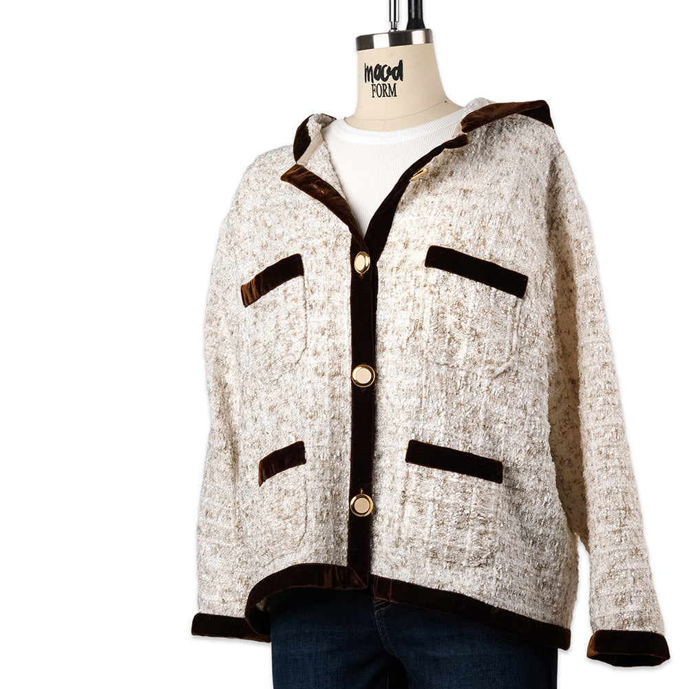 Newcastle Beige and White Viscose and Acrylic Chenille Tweed Newcastle Beige and White Viscose and Acrylic Chenille Tweed