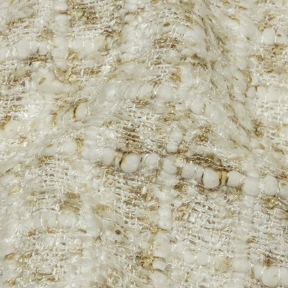 Newcastle Beige and White Viscose and Acrylic Chenille Tweed Folded Newcastle Beige and White Viscose and Acrylic Chenille Tweed Folded