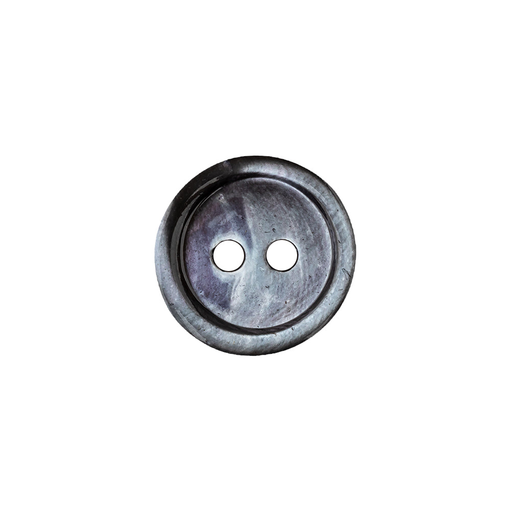 Italian Antique Silver Iridescent 2-Hole Tire Rim Shell Button - 24L/15mm Italian Antique Silver Iridescent 2-Hole Tire Rim Shell Button - 24L/15mm