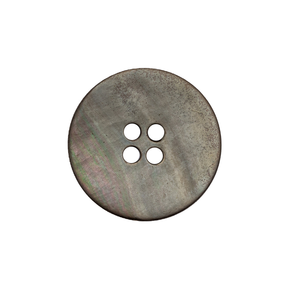 Italian Charcoal Gray, Green and Magenta Iridescent 4-Hole Tire Rim Shell Button - 36L/23mm Detail Italian Charcoal Gray, Green and Magenta Iridescent 4-Hole Tire Rim Shell Button - 36L/23mm Detail