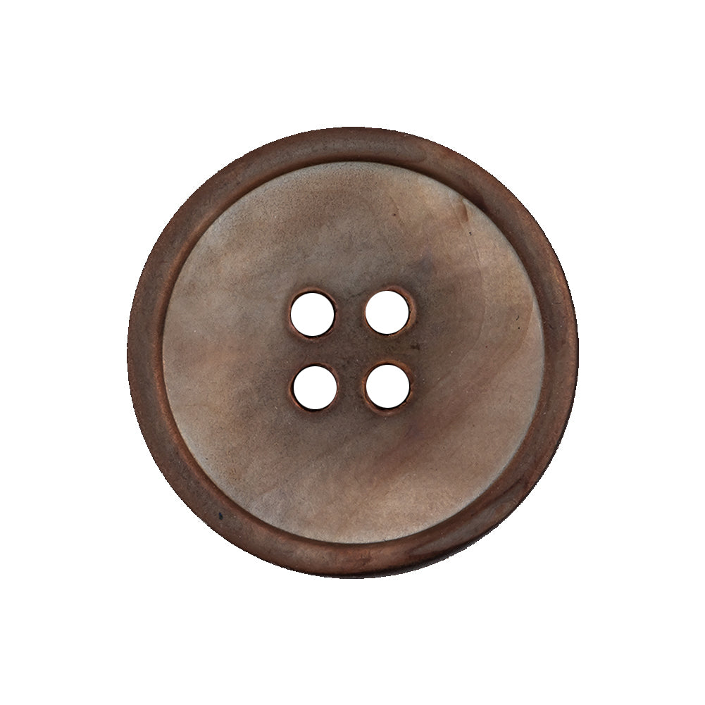 Italian Shitake and Orange Iridescent 4-Hole Narrow Rim Shell Button - 40L/25.5mm Italian Shitake and Orange Iridescent 4-Hole Narrow Rim Shell Button - 40L/25.5mm