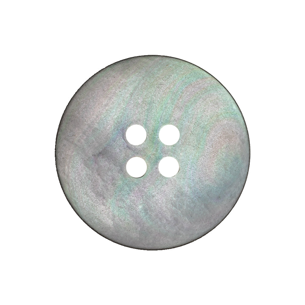 Antique Silver and Fair Green Iridescent 4-Hole Narrow Rim Shell Button - 40L/25.5mm Detail Antique Silver and Fair Green Iridescent 4-Hole Narrow Rim Shell Button - 40L/25.5mm Detail