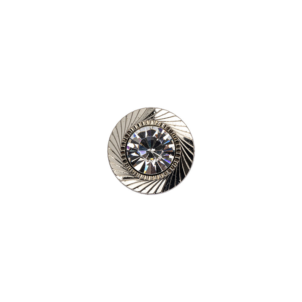 Italian Crystal Rhinestones and Silver Metal Shank Back Button - 18L/11.5mm Italian Crystal Rhinestones and Silver Metal Shank Back Button - 18L/11.5mm