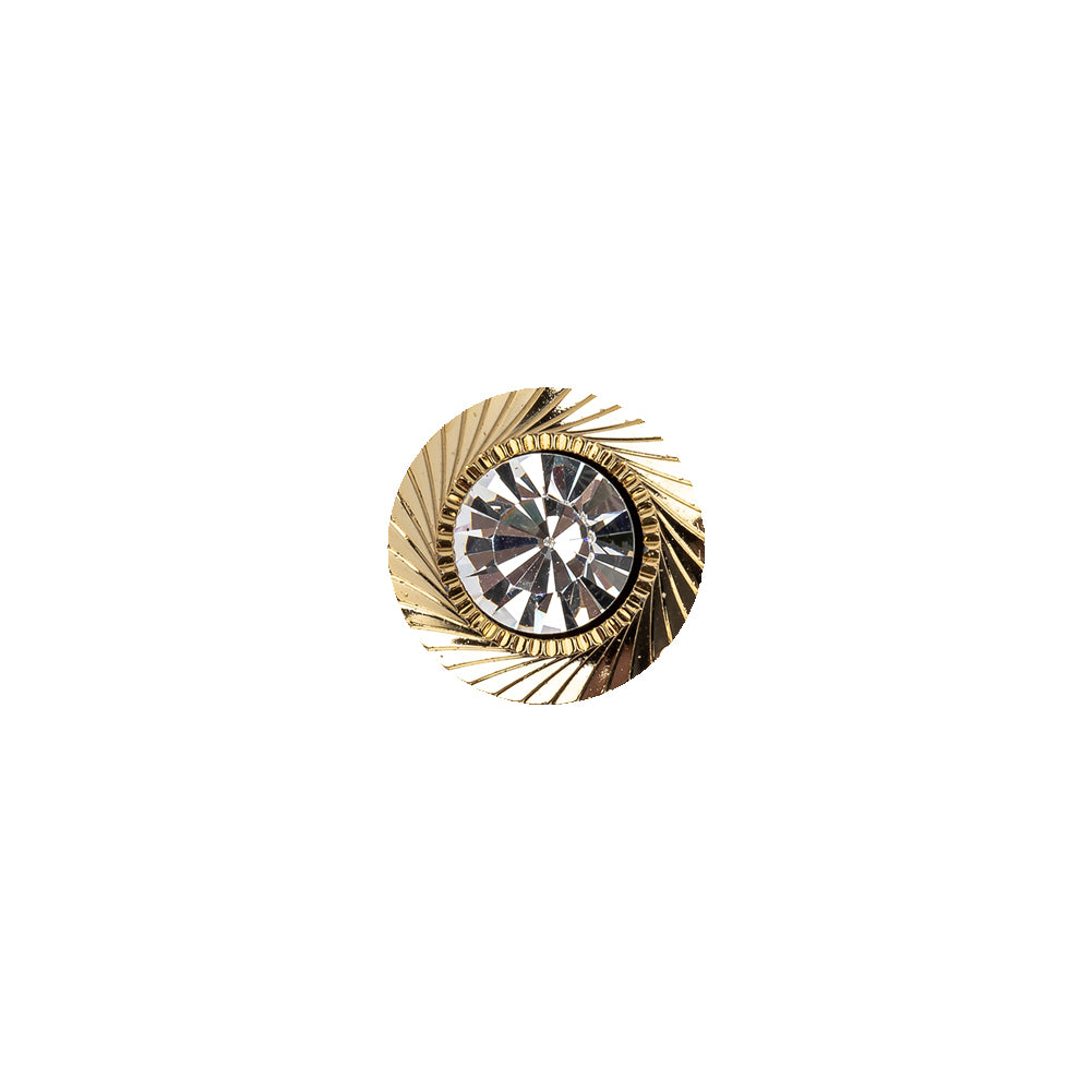 Italian Crystal Rhinestones and Gold Metal Shank Back Button - 18L/11.5mm Italian Crystal Rhinestones and Gold Metal Shank Back Button - 18L/11.5mm