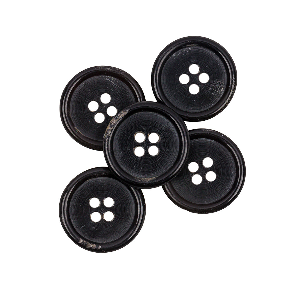 Black Horn Button - 32L/20mm Full Black Horn Button - 32L/20mm Full