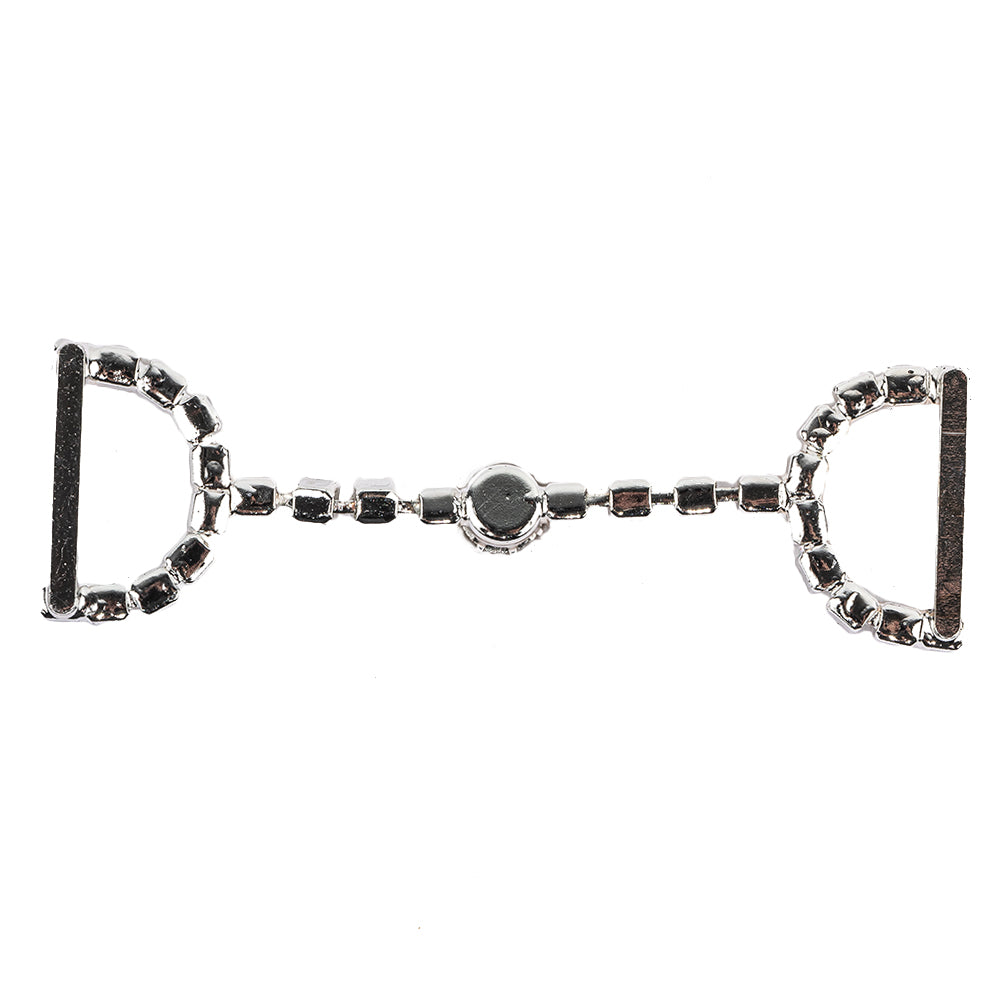 Vintage Swarovski Crystal Rhinestones and Silver Metal Dress Trim Ornament - 0.875" x 2.625" Detail Vintage Swarovski Crystal Rhinestones and Silver Metal Dress Trim Ornament - 0.875" x 2.625" Detail