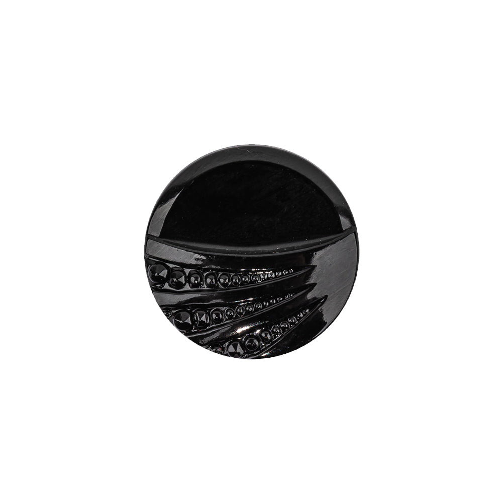 Vintage Black Classical Shank Back Glass Button - 28L/18mm Vintage Black Classical Shank Back Glass Button - 28L/18mm