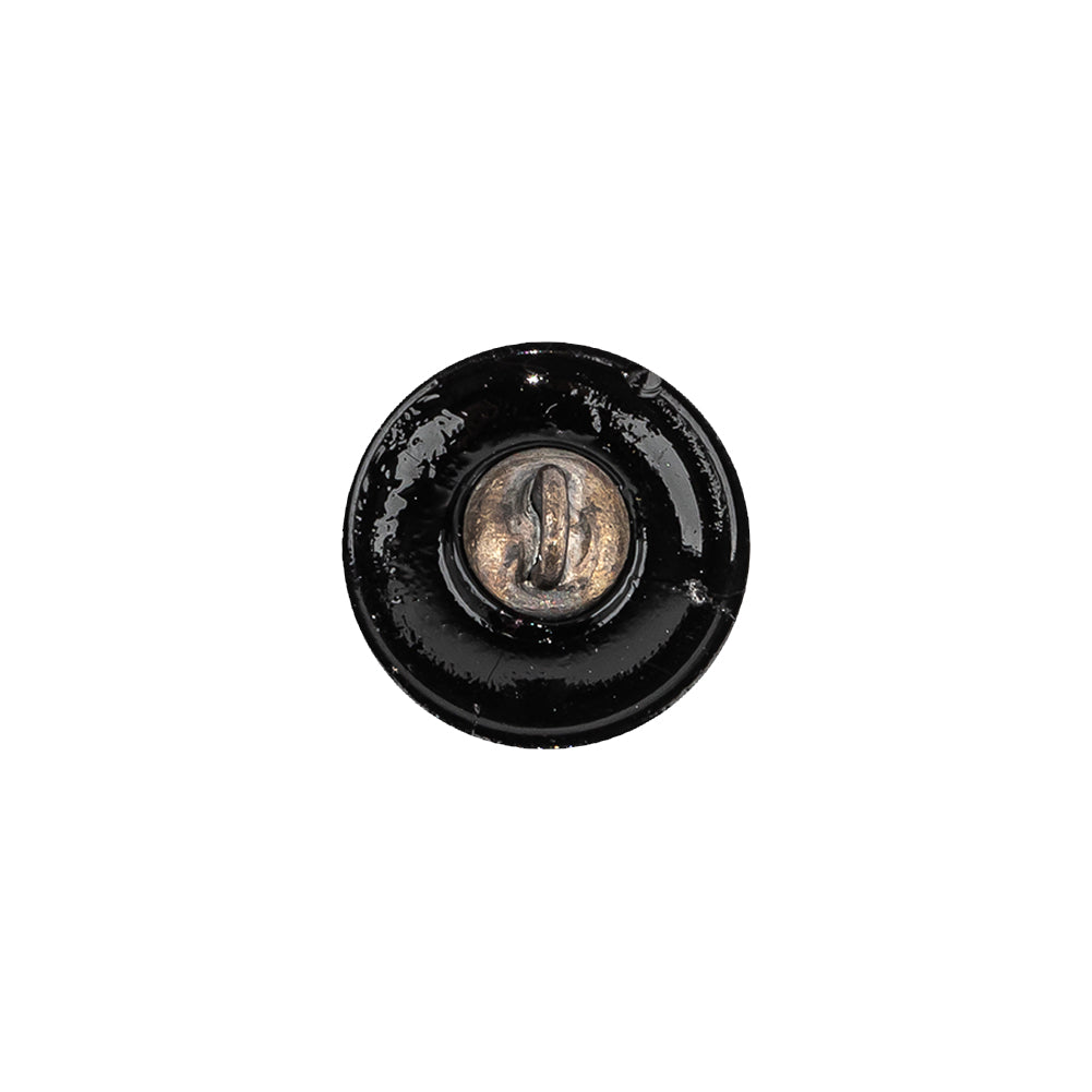 Vintage Blue Iris and Black Classical Shank Back Glass Button - 22L/14mm Detail Vintage Blue Iris and Black Classical Shank Back Glass Button - 22L/14mm Detail