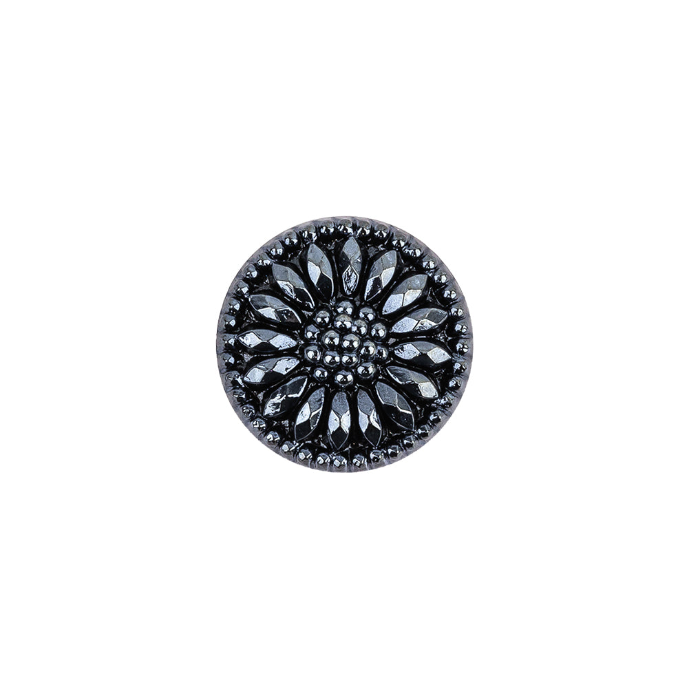 Vintage Dk Montana Floral Shank Back Glass Button - 22L/14mm Vintage Dk Montana Floral Shank Back Glass Button - 22L/14mm