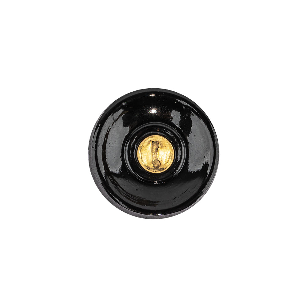 Vintage Black Classical Shank Back Glass Button - 28L/18mm Detail Vintage Black Classical Shank Back Glass Button - 28L/18mm Detail