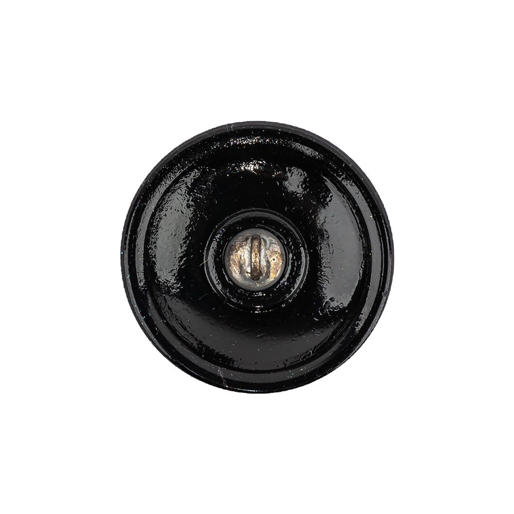 Vintage Blue Iris and Black Floral Shank Back Glass Button - 36L/23mm Detail Vintage Blue Iris and Black Floral Shank Back Glass Button - 36L/23mm Detail