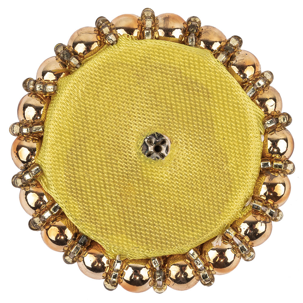 Vintage Gold and Rose Pearl Beaded Applique - 1.5" x 1.5" Detail Vintage Gold and Rose Pearl Beaded Applique - 1.5" x 1.5" Detail