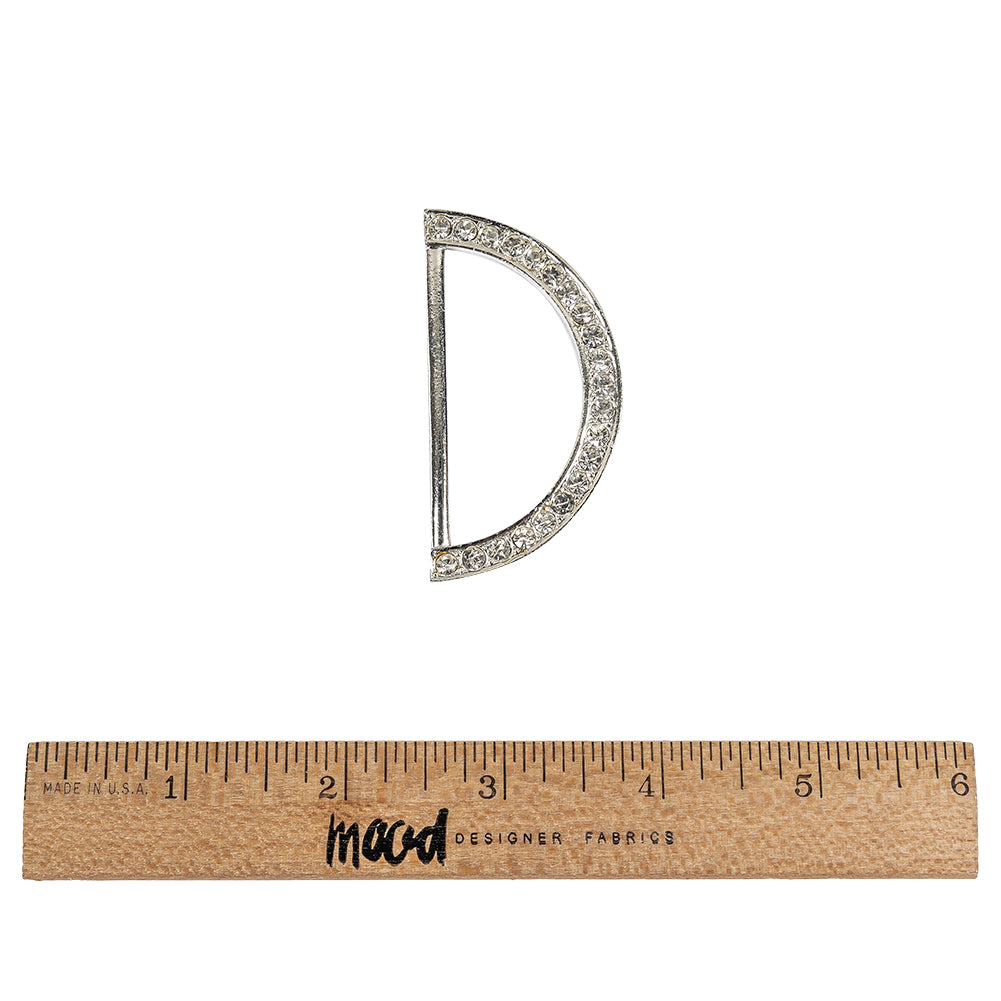 Vintage Rhinestone and Silver Half-Circle D-Ring - 2.5" X 1.25" Folded Vintage Rhinestone and Silver Half-Circle D-Ring - 2.5" X 1.25" Folded