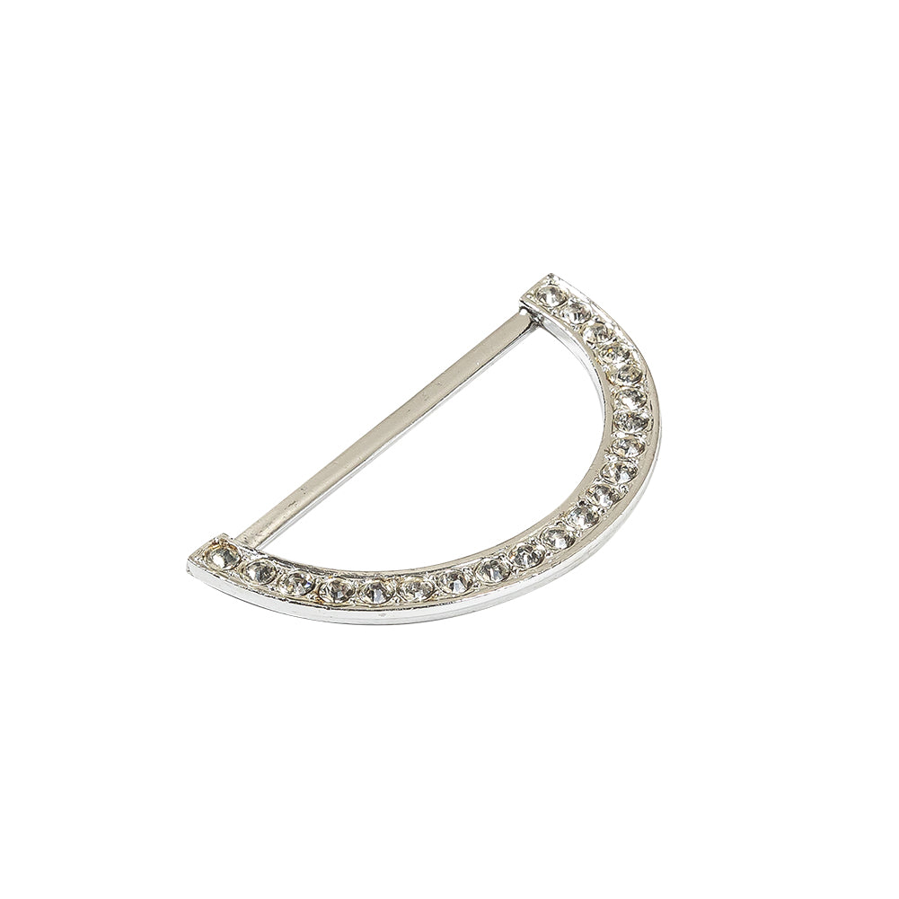 Vintage Rhinestone and Silver Half-Circle D-Ring - 2.5" X 1.25" Detail Vintage Rhinestone and Silver Half-Circle D-Ring - 2.5" X 1.25" Detail