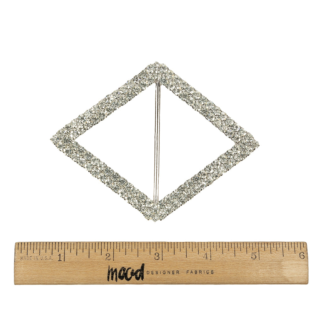 Vintage Czech Crystal Rhinestones and Silver Metal Diamond Slider - 3.25" x 4.375" Full Vintage Czech Crystal Rhinestones and Silver Metal Diamond Slider - 3.25" x 4.375" Full
