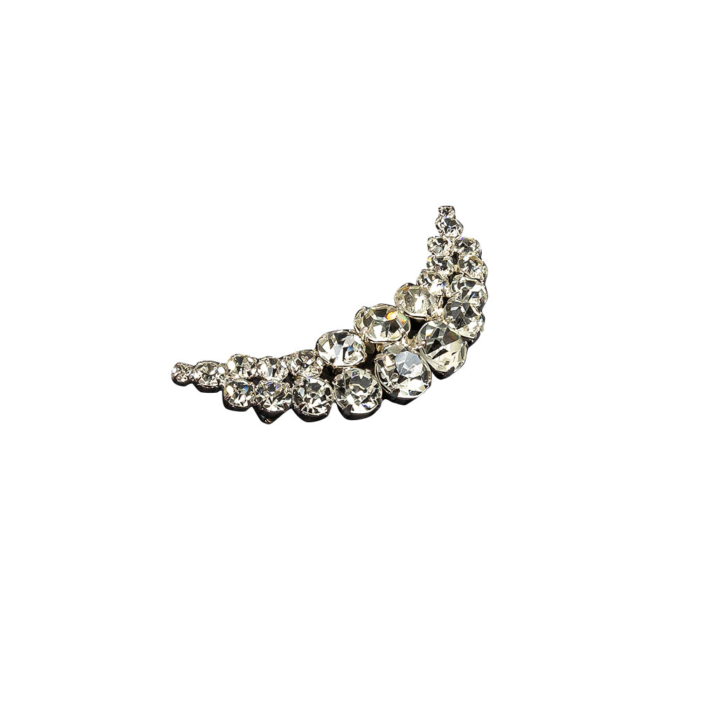 Vintage Crystal Rhinestones and Silver Metal Half Smile Dress Ornament - 0.875" x 3" Folded Vintage Crystal Rhinestones and Silver Metal Half Smile Dress Ornament - 0.875" x 3" Folded