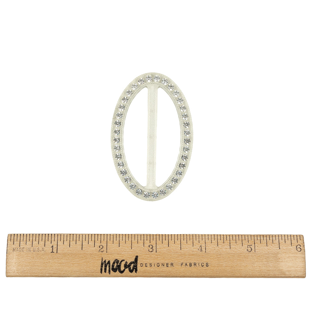 Vintage Crystal Rhinestones and Clear Oval Plastic Slider - 2.625" x 1.75" Full Vintage Crystal Rhinestones and Clear Oval Plastic Slider - 2.625" x 1.75" Full