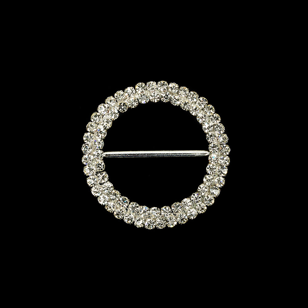 Vintage Two-Row Czech Crystal Rhinestones and Silver Metal Slider - 2.375" x 2.375" Vintage Two-Row Czech Crystal Rhinestones and Silver Metal Slider - 2.375" x 2.375"