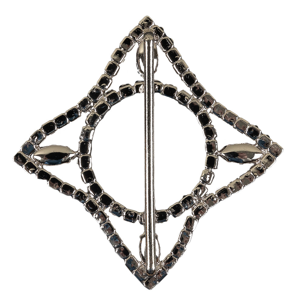 Vintage Crystal Rhinestones and Silver Four Pointed Star Slider - 3.5" Full Vintage Crystal Rhinestones and Silver Four Pointed Star Slider - 3.5" Full