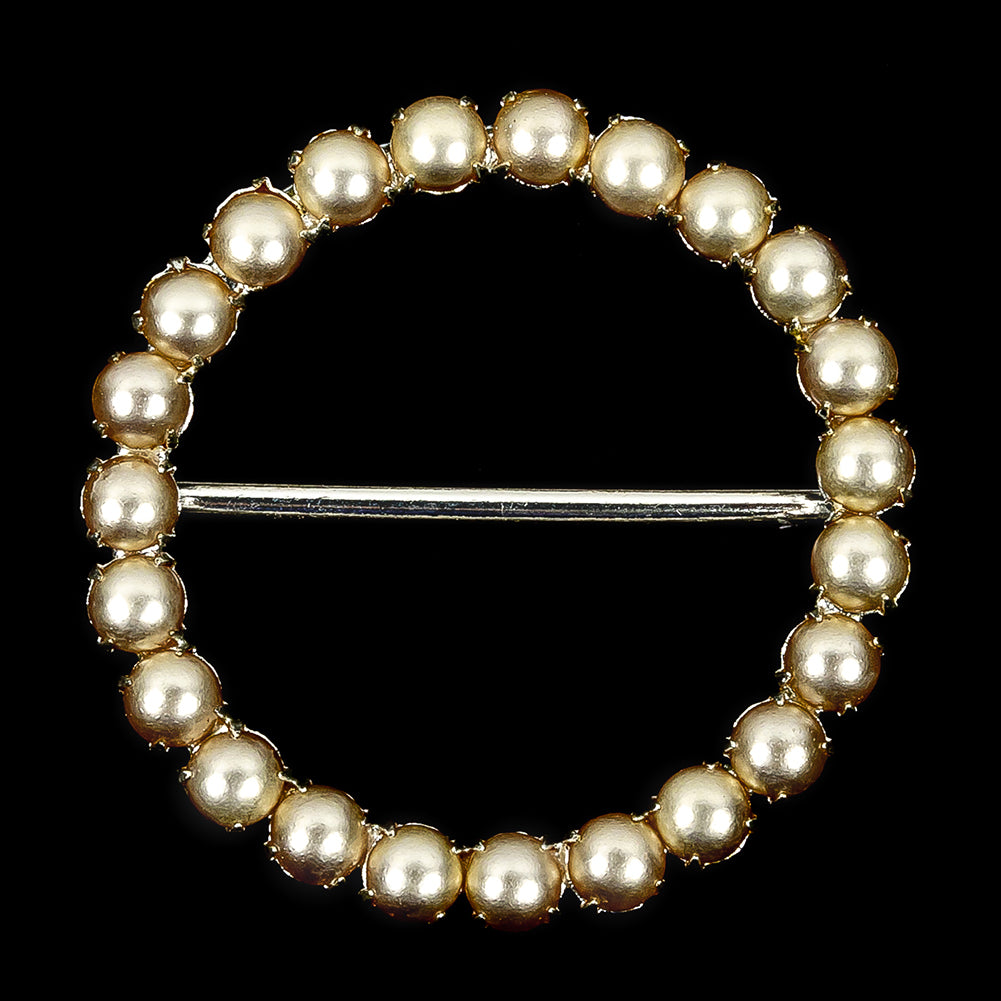Vintage Czech Pearl and Silver Metal Slider - 2.875" x 2.875" Vintage Czech Pearl and Silver Metal Slider - 2.875" x 2.875"