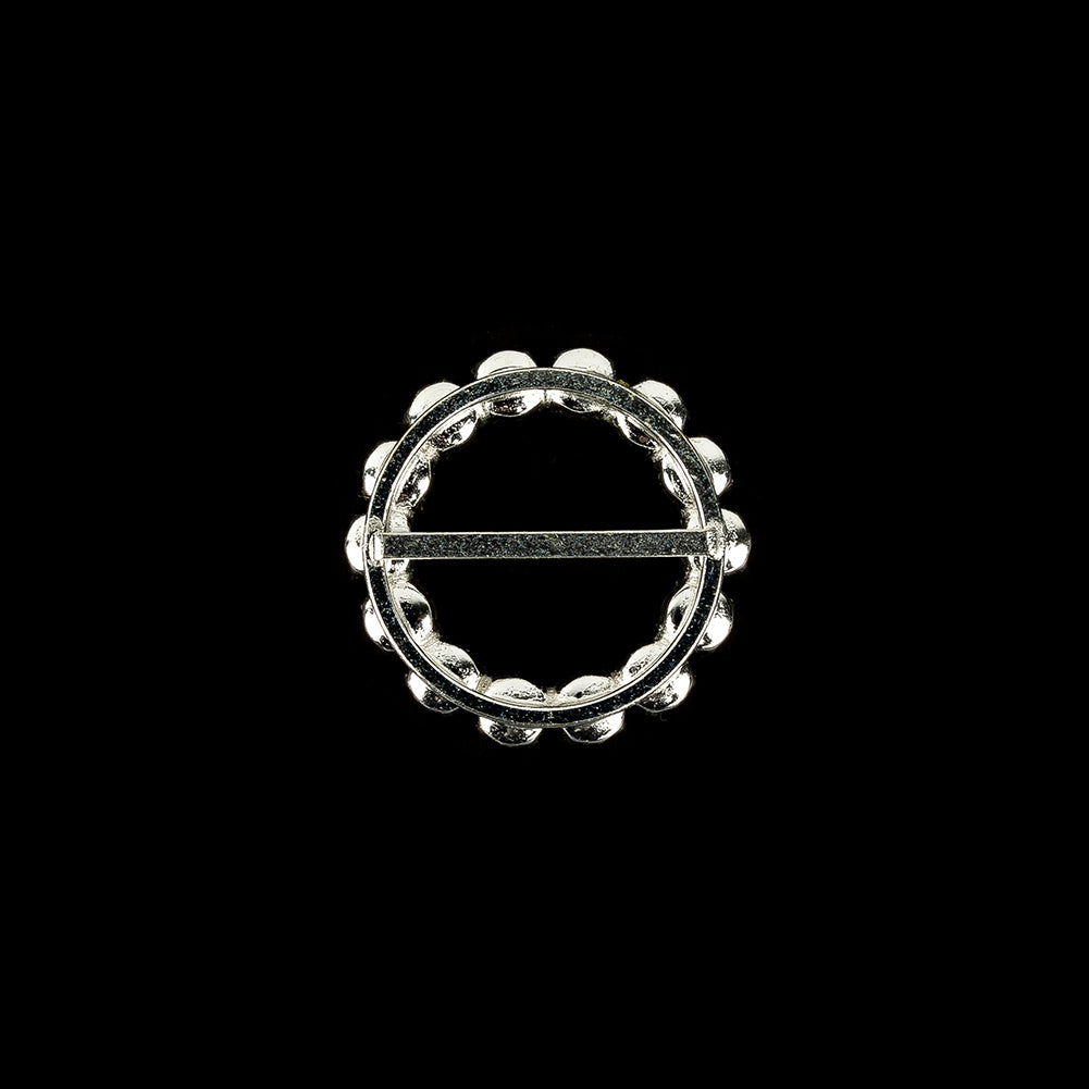 Vintage Czech Pearl and Silver Metal Slider - 1.875" x 1.875" Folded Vintage Czech Pearl and Silver Metal Slider - 1.875" x 1.875" Folded