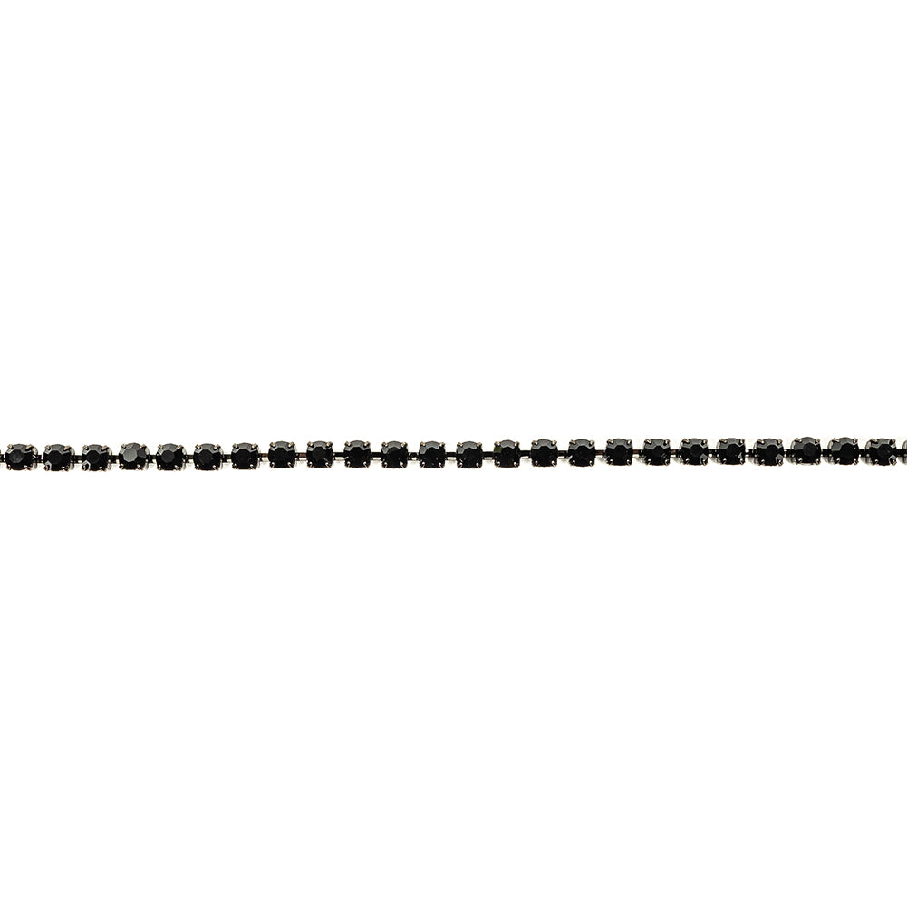 Vintage Czech Jet Rhinestones and Gunmetal Trim - SS29/6.14MM Vintage Czech Jet Rhinestones and Gunmetal Trim - SS29/6.14MM