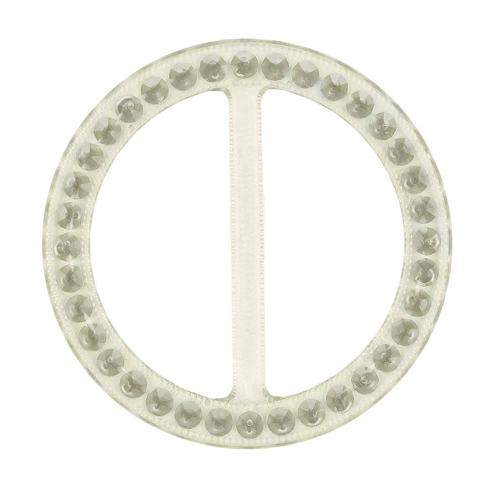 Vintage AB Crystal Rhinestones and Clear Circular Plastic Slider - 2.625" Detail Vintage AB Crystal Rhinestones and Clear Circular Plastic Slider - 2.625" Detail