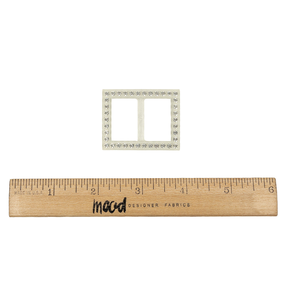 Vintage Crystal Rhinestones and Clear Rectangular Plastic Slider - 1.375" x 1.75" Full Vintage Crystal Rhinestones and Clear Rectangular Plastic Slider - 1.375" x 1.75" Full